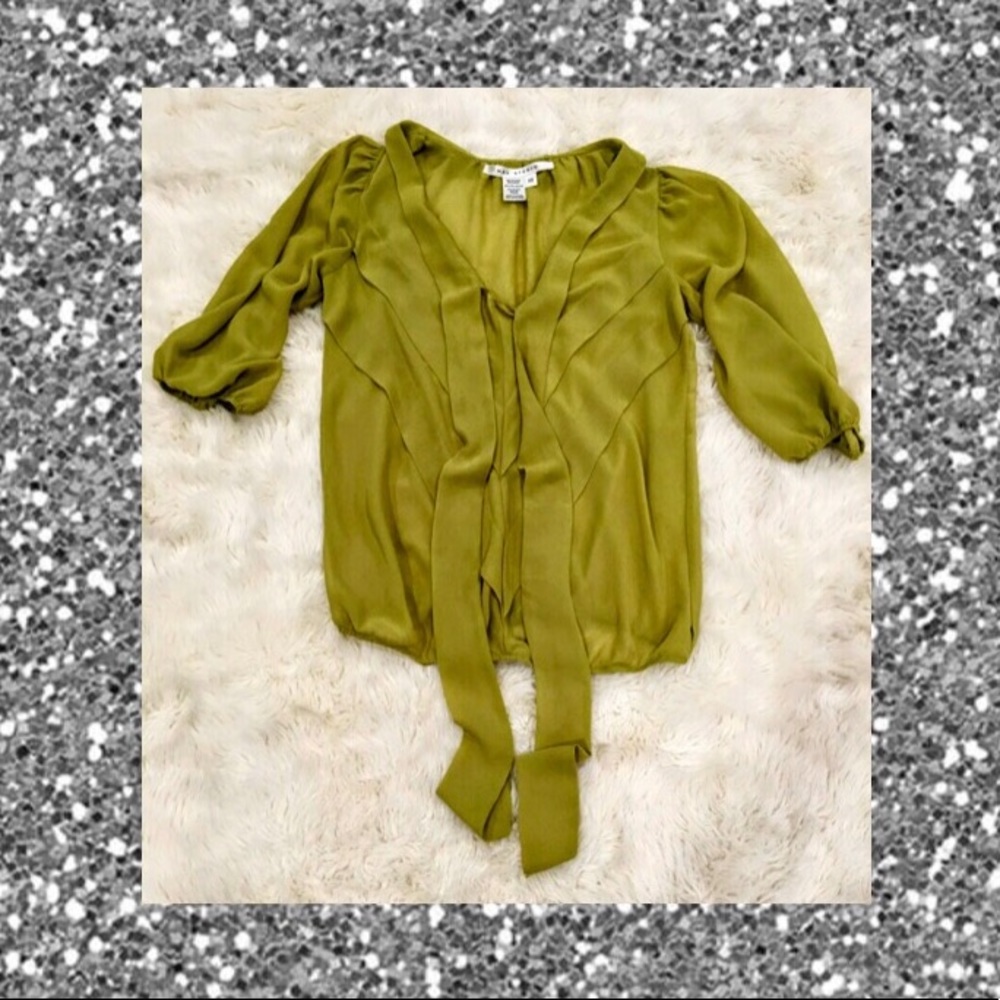 Lime Green Blouse w/ Quarter Sleeves